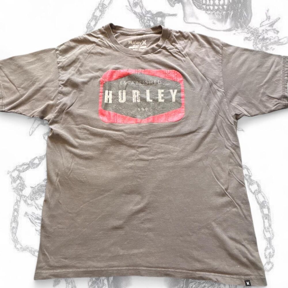 Hurley Men's Grey and Brown T-shirt